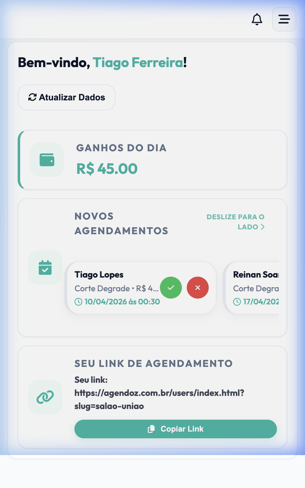 Dashboard Agendoz